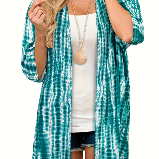  Tie Dye Long Sleeve Open Front Cardigan