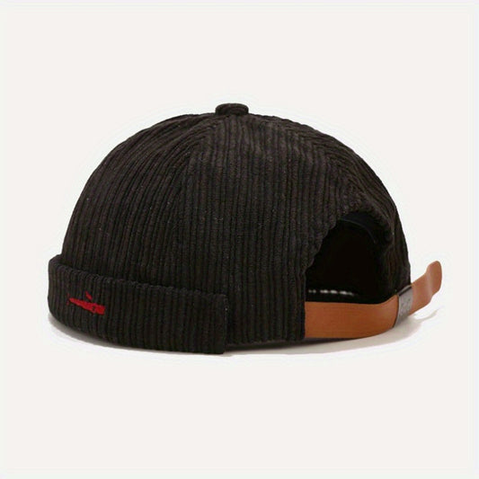 Cotton Brimless Beanie Cap Corduroy Sailor Hat Small Fish Pattern Unisex