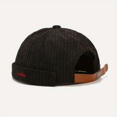 Cotton Brimless Beanie Cap Corduroy Sailor Hat Small Fish Pattern Unisex