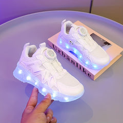 Boys Rechargeable LED Dad Shoes for Night Outdoor Fun