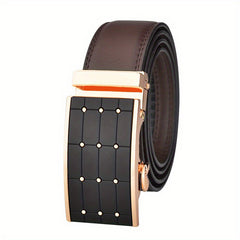 Men's Leather Belt Gypsophila Shape Business Men's Automatic Buckle Belt