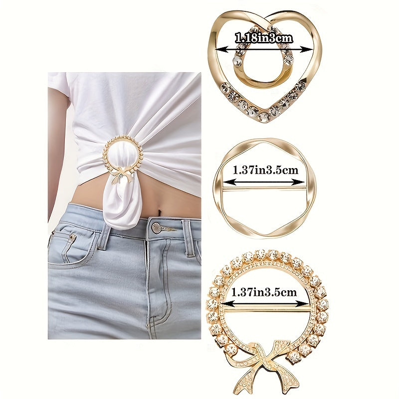 3pcs Alloy Metal T Shirt Clip Ring Large Size T Shirt Scarf Clip