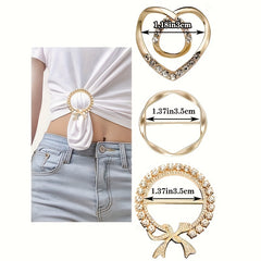 3pcs Alloy Metal T Shirt Clip Ring Large Size T Shirt Scarf Clip