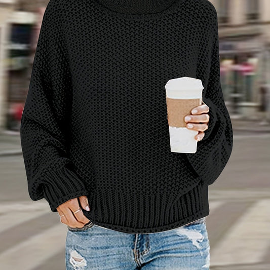  Solid Long Sleeve Turtle Neck Sweater