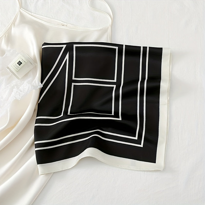 Stripe Print Casual Square Scarf & Bandana Women Headwrap Silk Satin