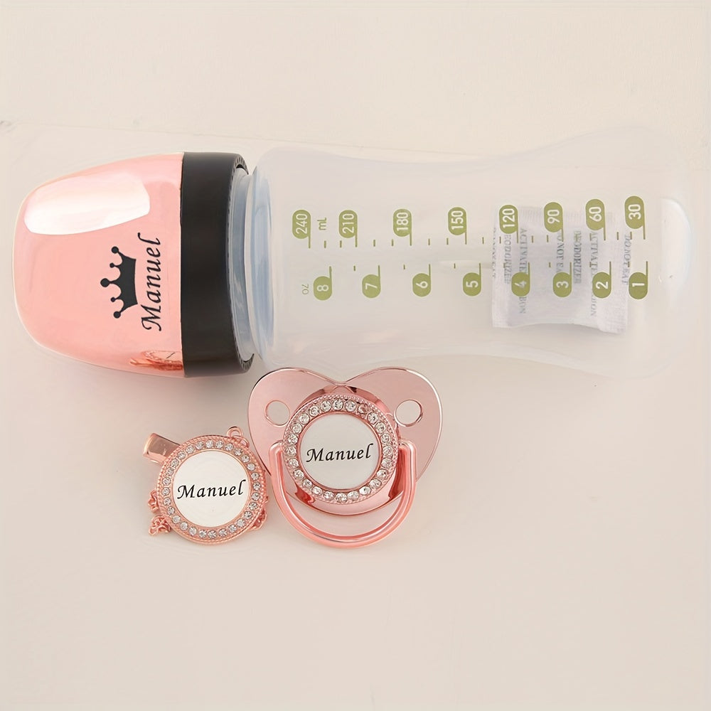 Personalized Baby Bottle & Pacifier Set - Custom Name