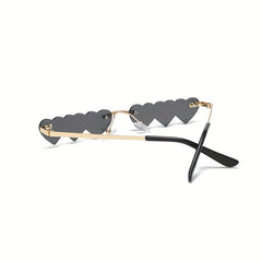 Y2K Heart Sunglasses Rimless Glasses Beach Prom Club UV400