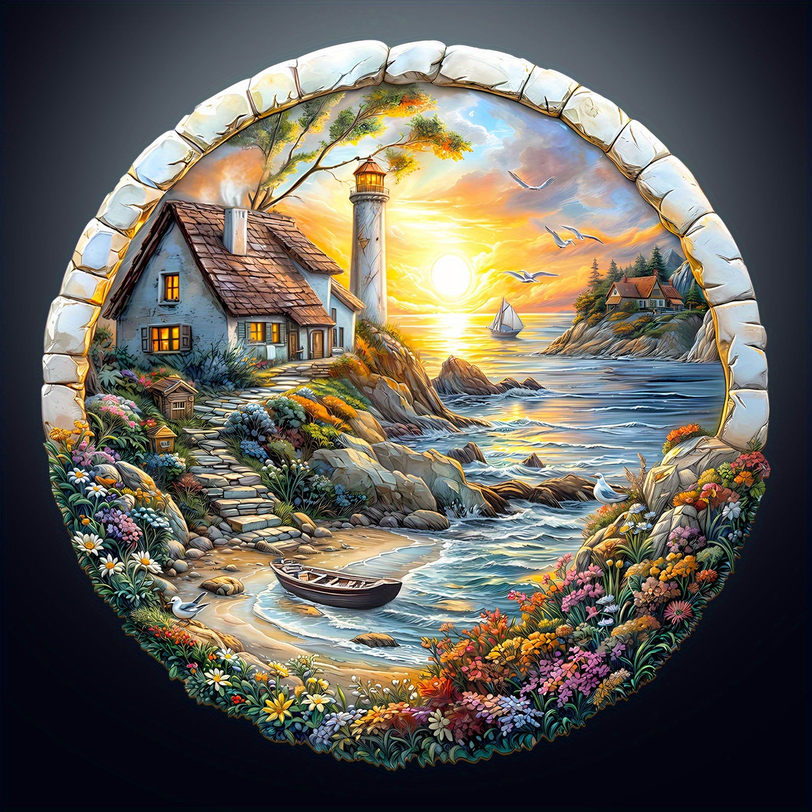 Coastal Sunset Wooden Jigsaw Puzzle - Unique Irregular Shape Brain Teaser