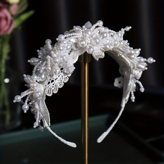 Faux Pearl Lace Hair Hoops Headband for Women Head Jewelry Hair Accessories