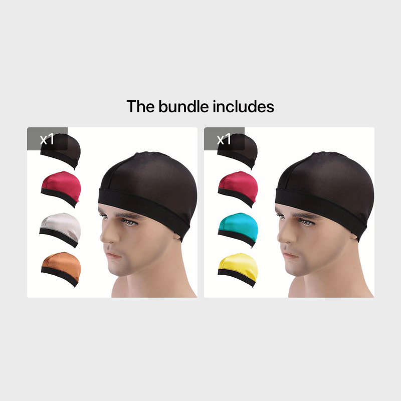 4pcs Silky Stocking Wave Caps Large Size Compression Stain Caps for Men