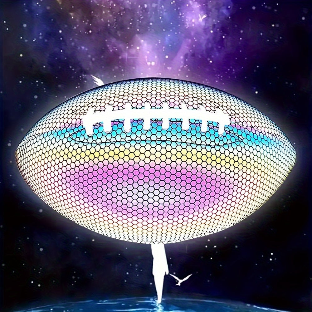 Colorful Honeycomb Pattern Reflective American Football
