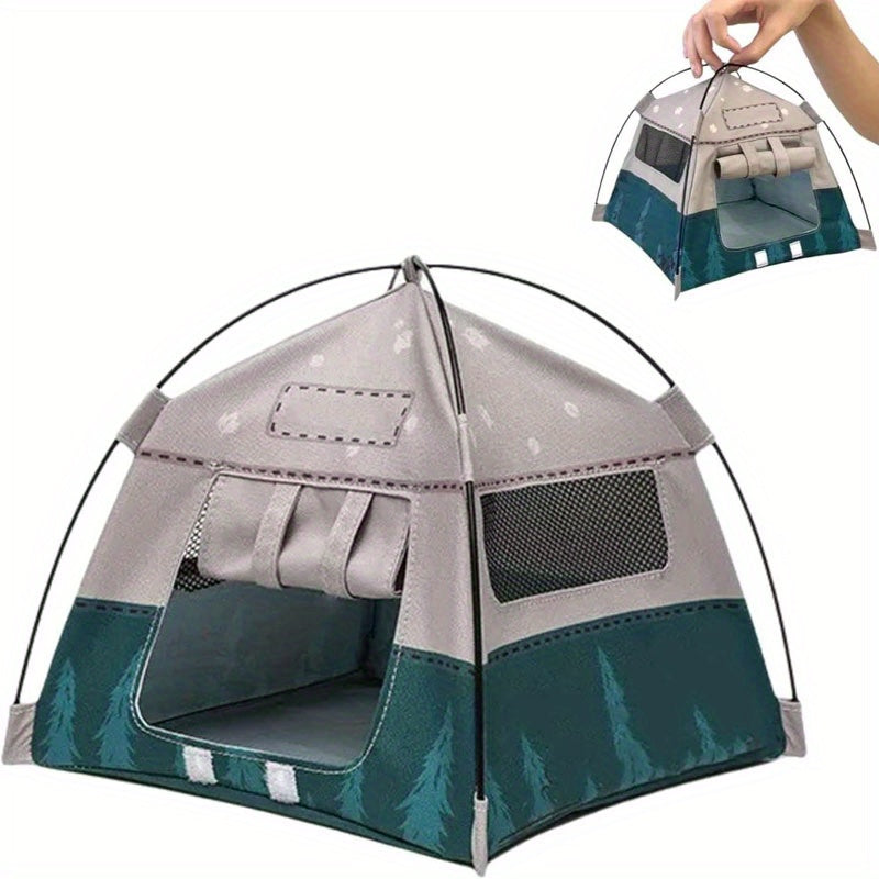 1:12 Scale Gray Doll Tent Camping Scene Accessory with Ventilation & Storage