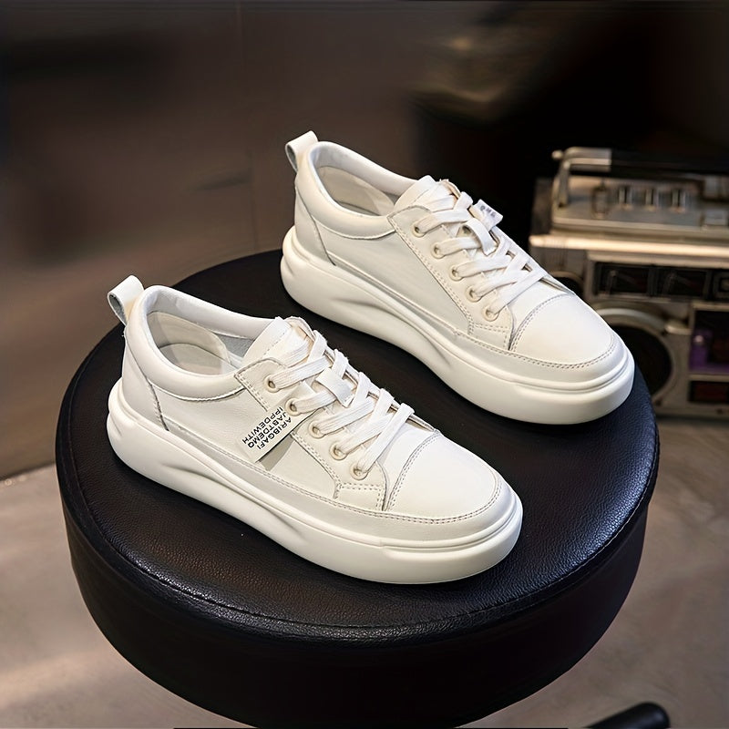 Women's Faux Leather Board Shoes Thick Bottom Sports Shoes