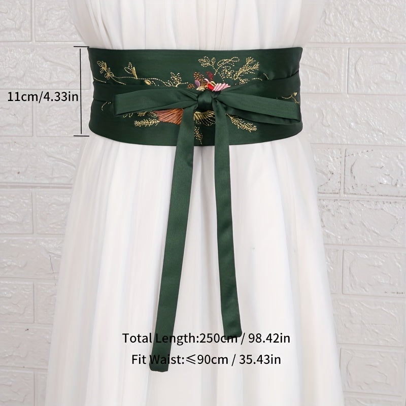 Phoenix Embroidery Wide Belt Vintage Chinese Style Hanfu Waistband