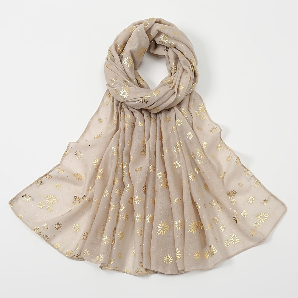 Hot Stamp Flower Scarf Thin Yarn Hijab Sunscreen Shawl for Women