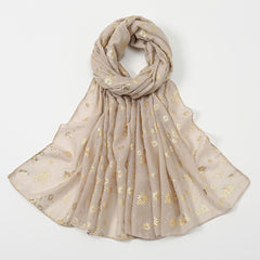 Hot Stamp Flower Scarf Thin Yarn Hijab Sunscreen Shawl for Women
