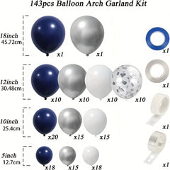 Silvery Balloon Wreath Set Navy And Silvery Confetti Balloon Arch