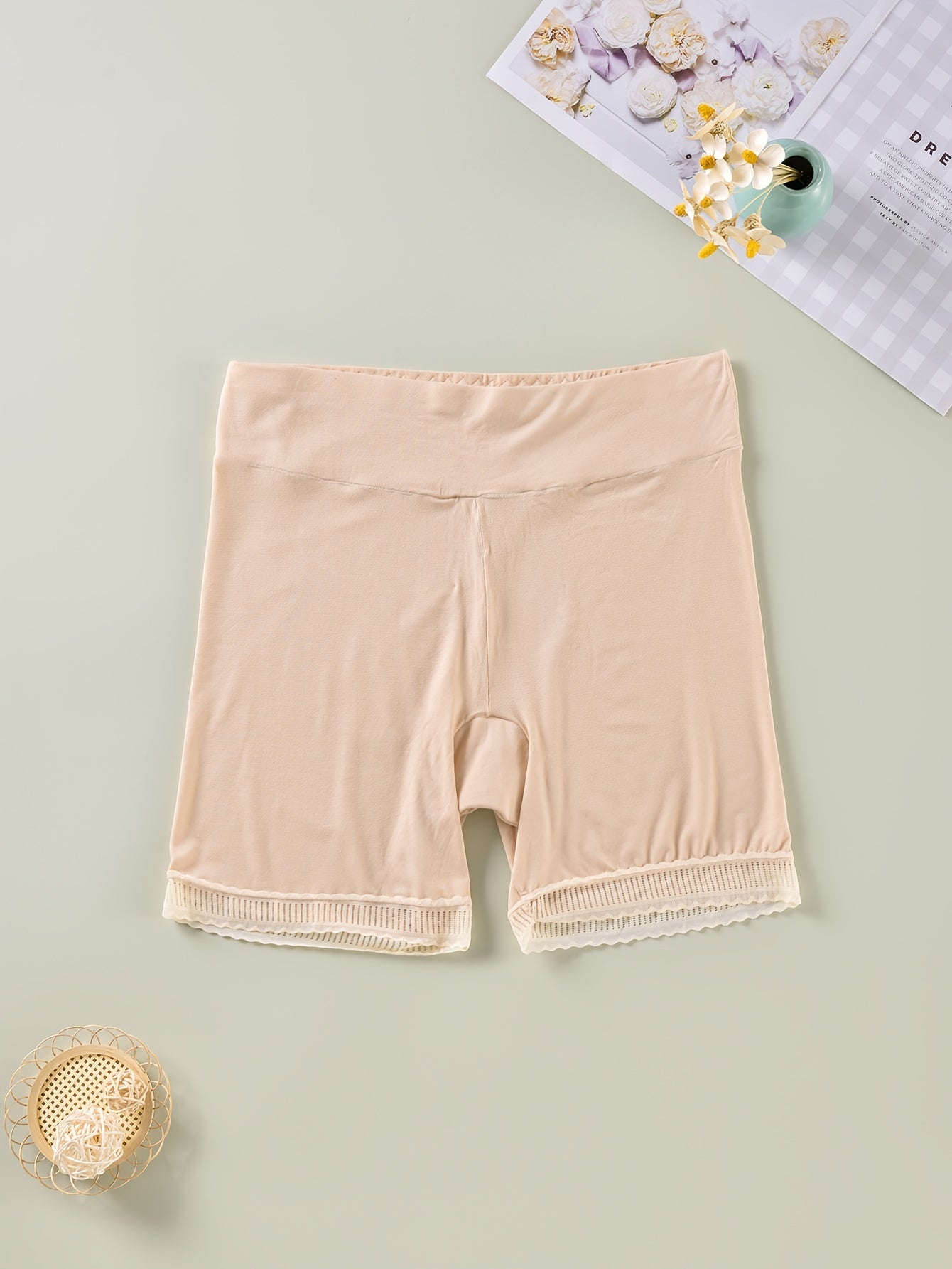  Panty Women's Plus Contrast Lace Trim Elastic Safety Pants