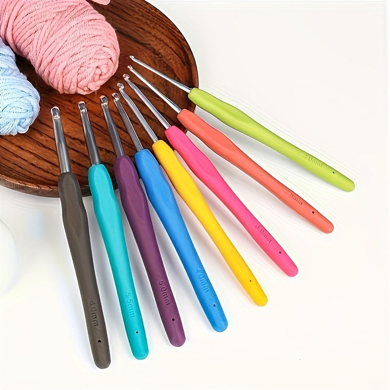 9pcs Colorful Sweater Crochet Set Soft Handle Weaving Tool for Arthritic Hands