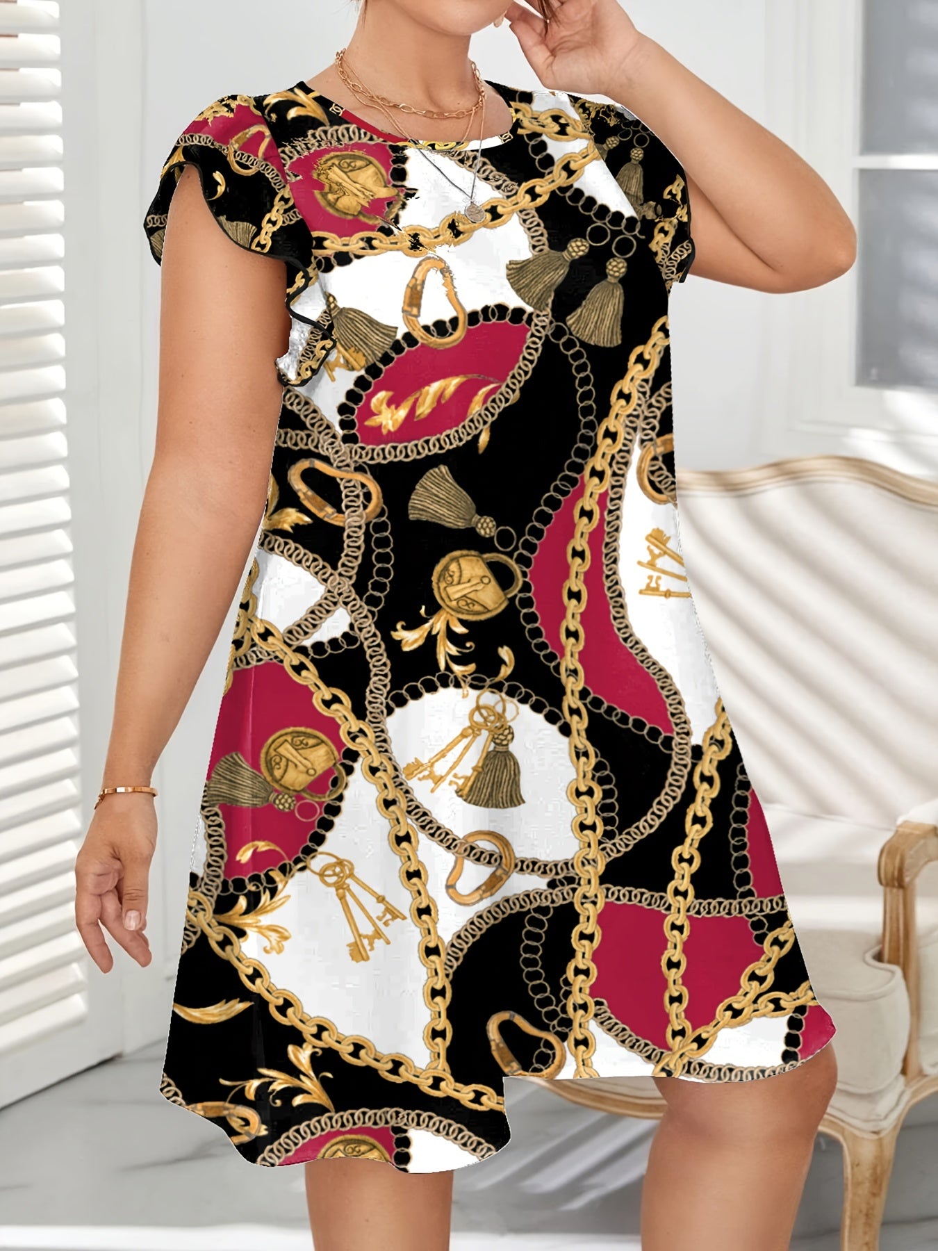 Ruffle Sleeve Tunic Dress