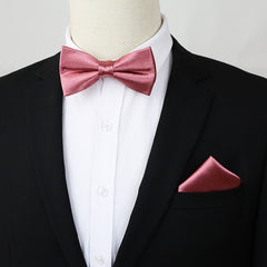 2pcs Bow Tie Pocket Square Set Men's Business Casual Dress Accessories