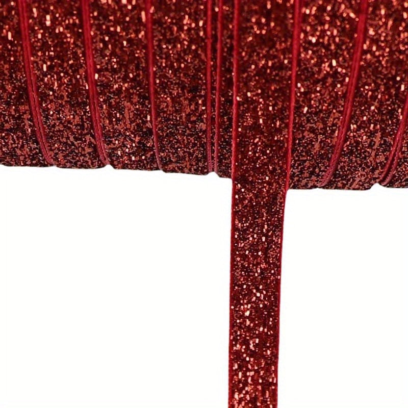 5 Yards 10mm Glitter Velvet Ribbon DIY Gift Wrapping Hair Bows Wedding Party