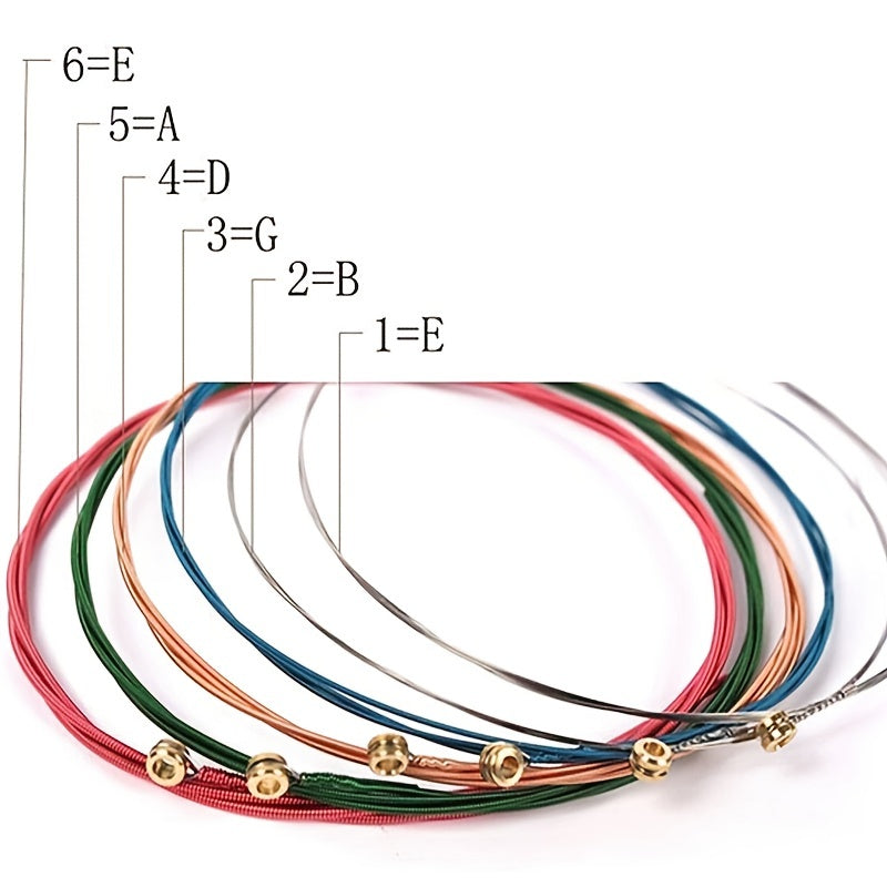 6 Pack Colorful Copper Steel Strings for Acoustic Guitar
