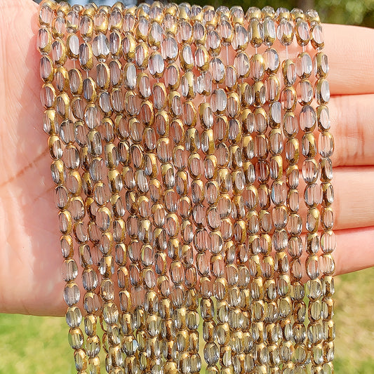 45pcs Transparent Golden Edge Crystal Beads Faceted Glass Spacer Beads DIY Brace
