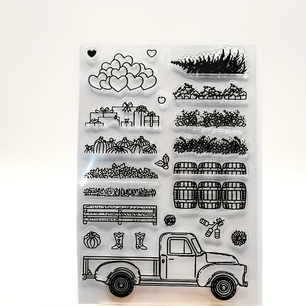 Christmas Truck Creative Painting Tools Silicone Transparent Stamp