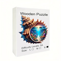 Seashell Underwater World Wooden Puzzle High Difficulty Brain Teaser for Adults