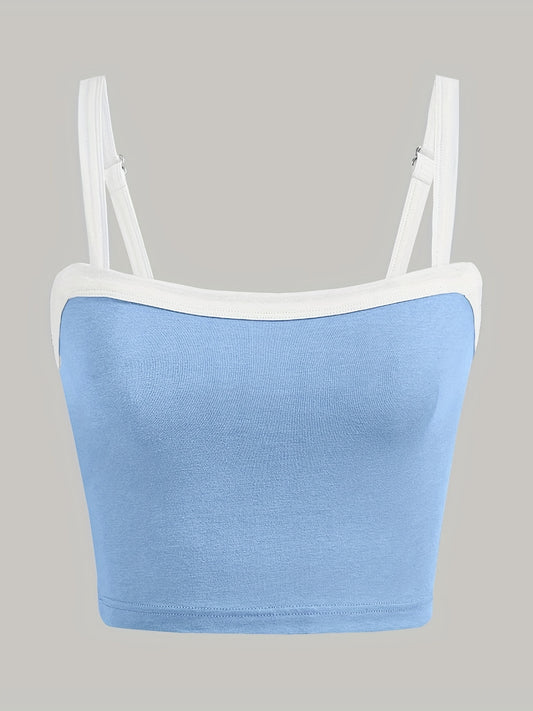 Sleeveless Block Cami Top Sexy Spaghetti Versatile