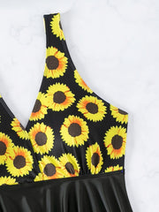  Sunflower Print Swimsuit Set Women's 2 Piece