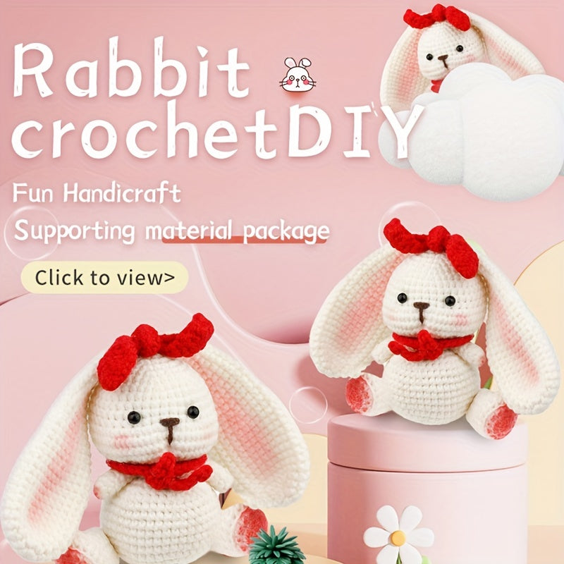 Hand Knitted Rabbit Doll Crochet Set with Instruction Manual