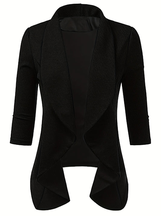 Solid Open Front Blazer Women's Office Outerwear