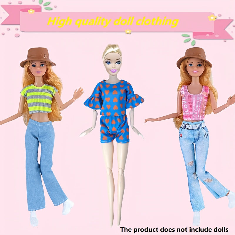 11.5" Doll Clothes Set - Tops, Pants, Accessories