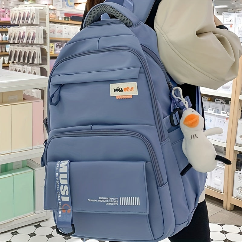 Large Capacity Casual Backpack Fashionable Backpack Solid School Bag