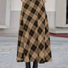  Plaid Maxi Skirt with Pockets