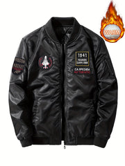 Men's Solid Embroidered Jacket - Windproof & Waterproof