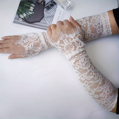 Lace Fingerless Gloves for Women Bridal Wedding Dress