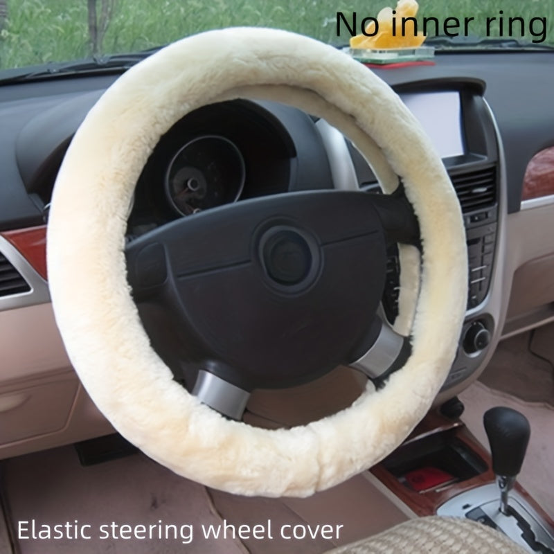 Plush Steering Wheel Cover Universal Fit Winter Car Handle Decoration