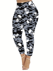 Camo & Skull Print Skinny Leggings for Women