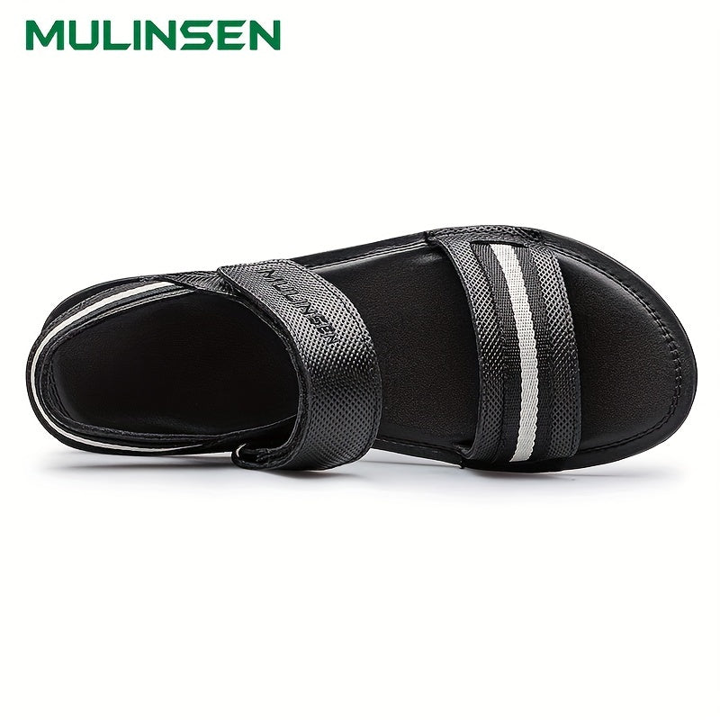 Men's Leather Flat Strap Sandals Soft Sole Beach Sandals