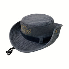 Vintage Embroidery Bucket Hat Distressed Western Cowboy Boonie Hats Men Women