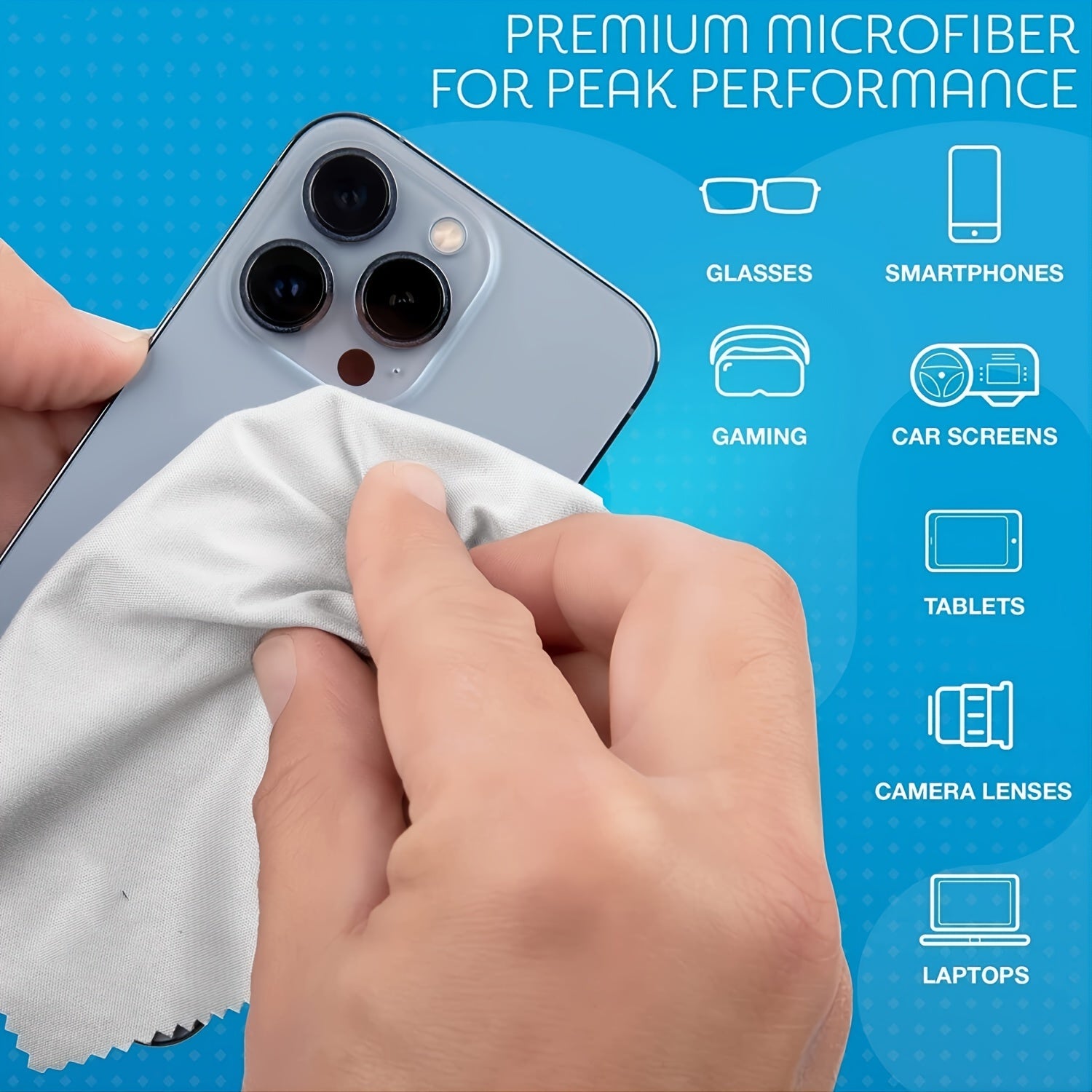 6Pcs Microfiber Cleaning Cloths For Eyeglasses Camera Lens Cell Phones CD DVD