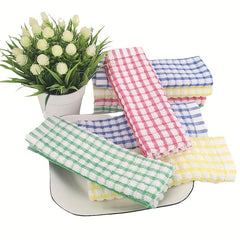 24pcs Waffle Square Dish Cloths Plaid Cleaning Rags Face Towels Kitchen Supplies