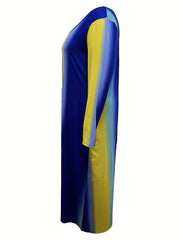  Ombre Long Sleeve Maxi Dress
