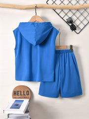 Boys NY Outfit Hooded Tank Top & Shorts Set for Summer