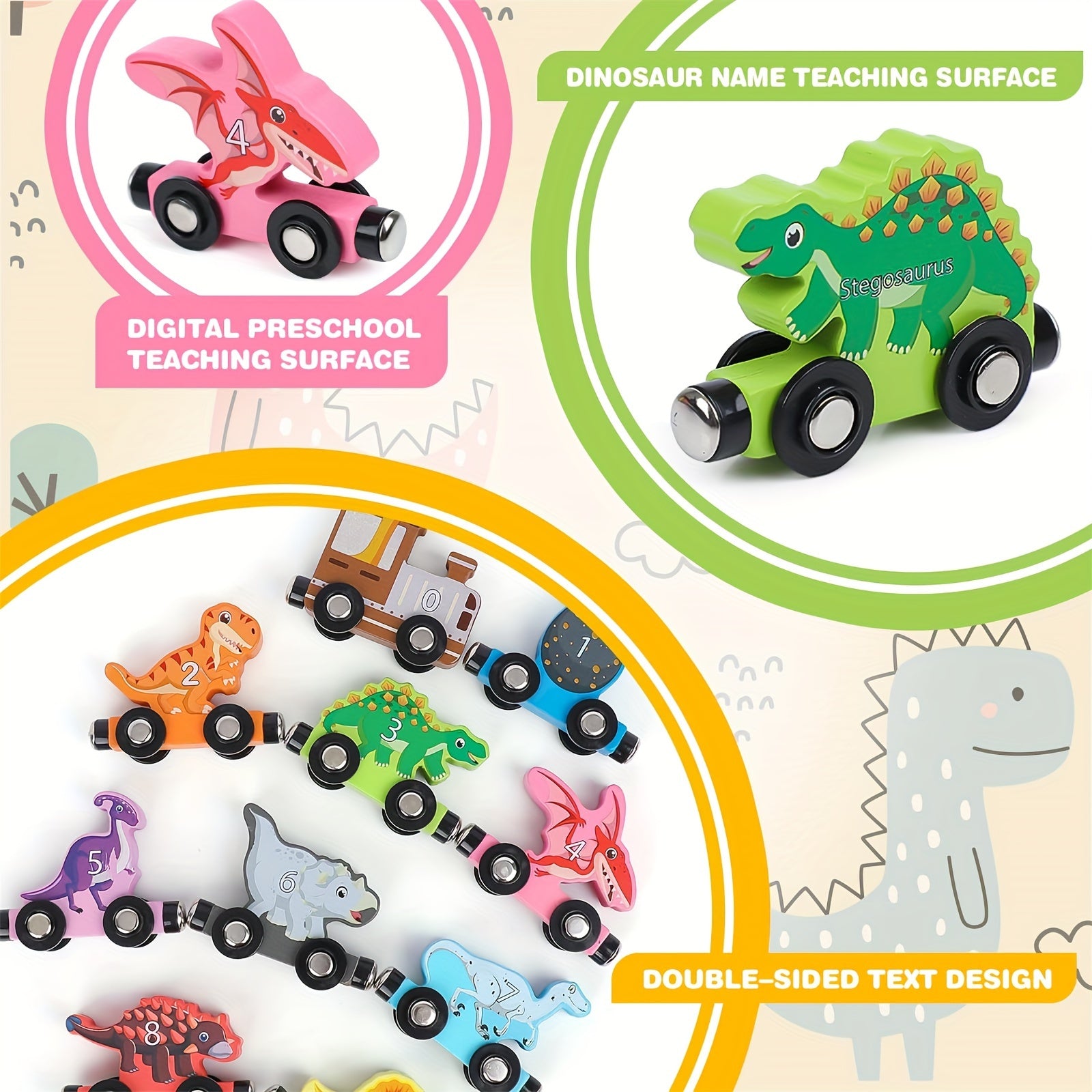 Magnetic Dinosaur Train Set 10pcs Educational Toy
