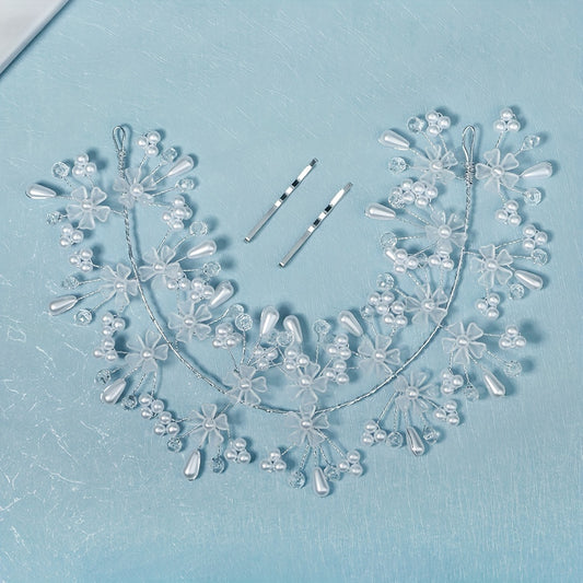 Acrylic Flower Bead Hair Clip Bridal Wedding Headband