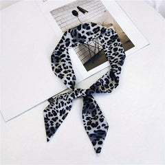 Vintage Leopard Print Twilly Scarf Long Ribbon Neckerchief Classic